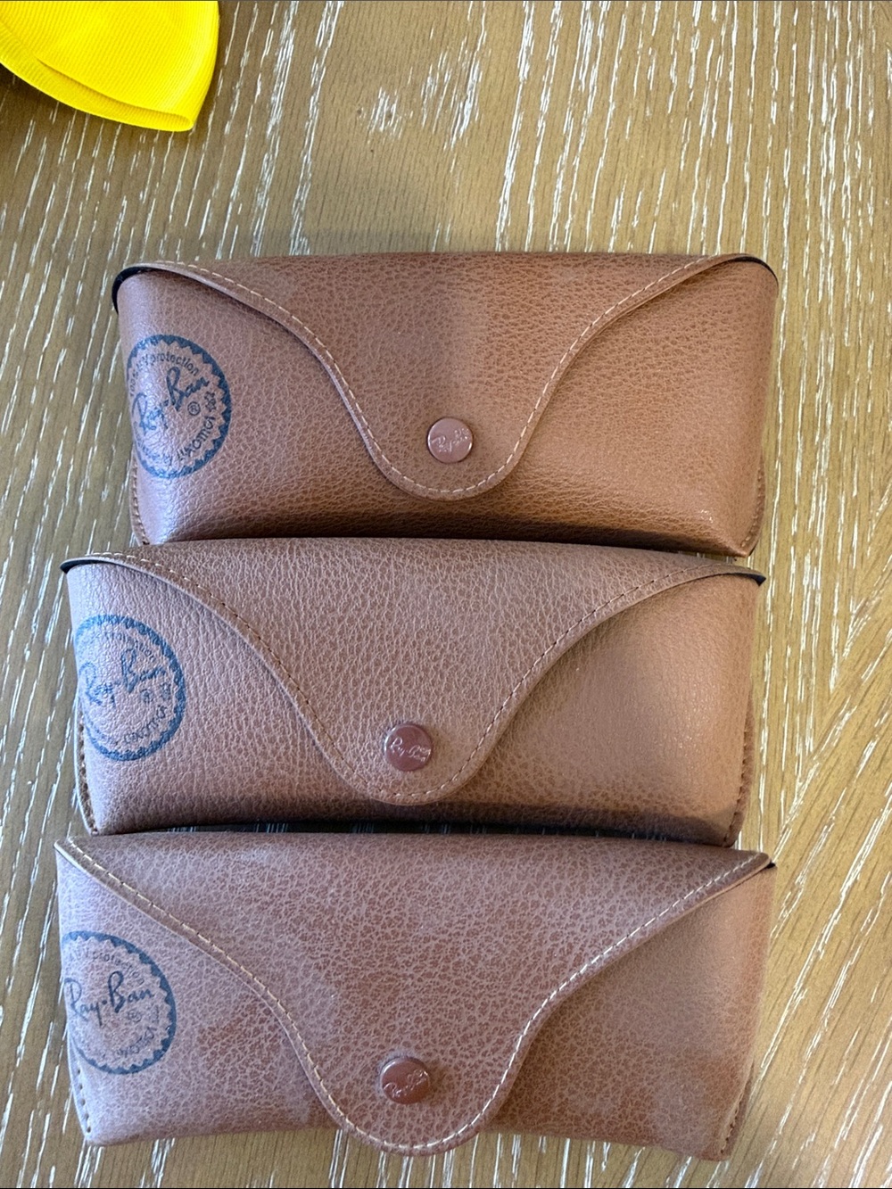 Ray-Ban Brown Faux Leather Sunglass Cases Trio